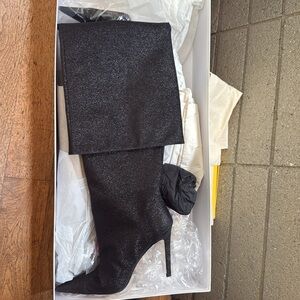 Good American slouch glitter thigh high Boots